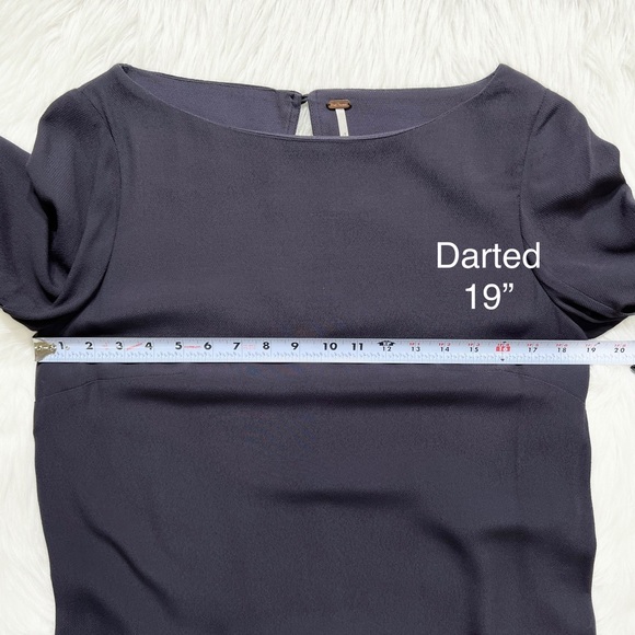 Free People Navy Blue Draped Kimono Split Short Sleeve Shift Mini Dress XS - Picture 10 of 11